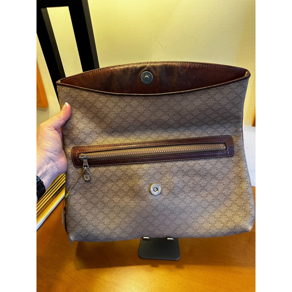 Celine Beige Brown Macadam Clutch. GUC. - Picture 4 of 16